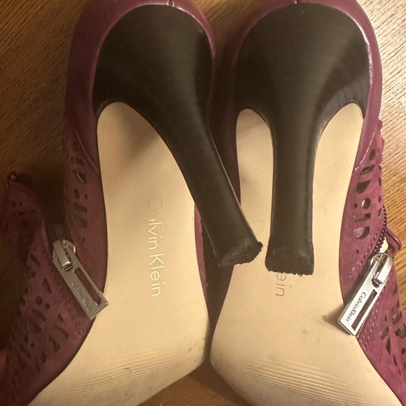 Calvin Klein Purple Mix Peep Toe Cuban Heel Zip Up Heels Size 6.5 - Picture 6 of 16